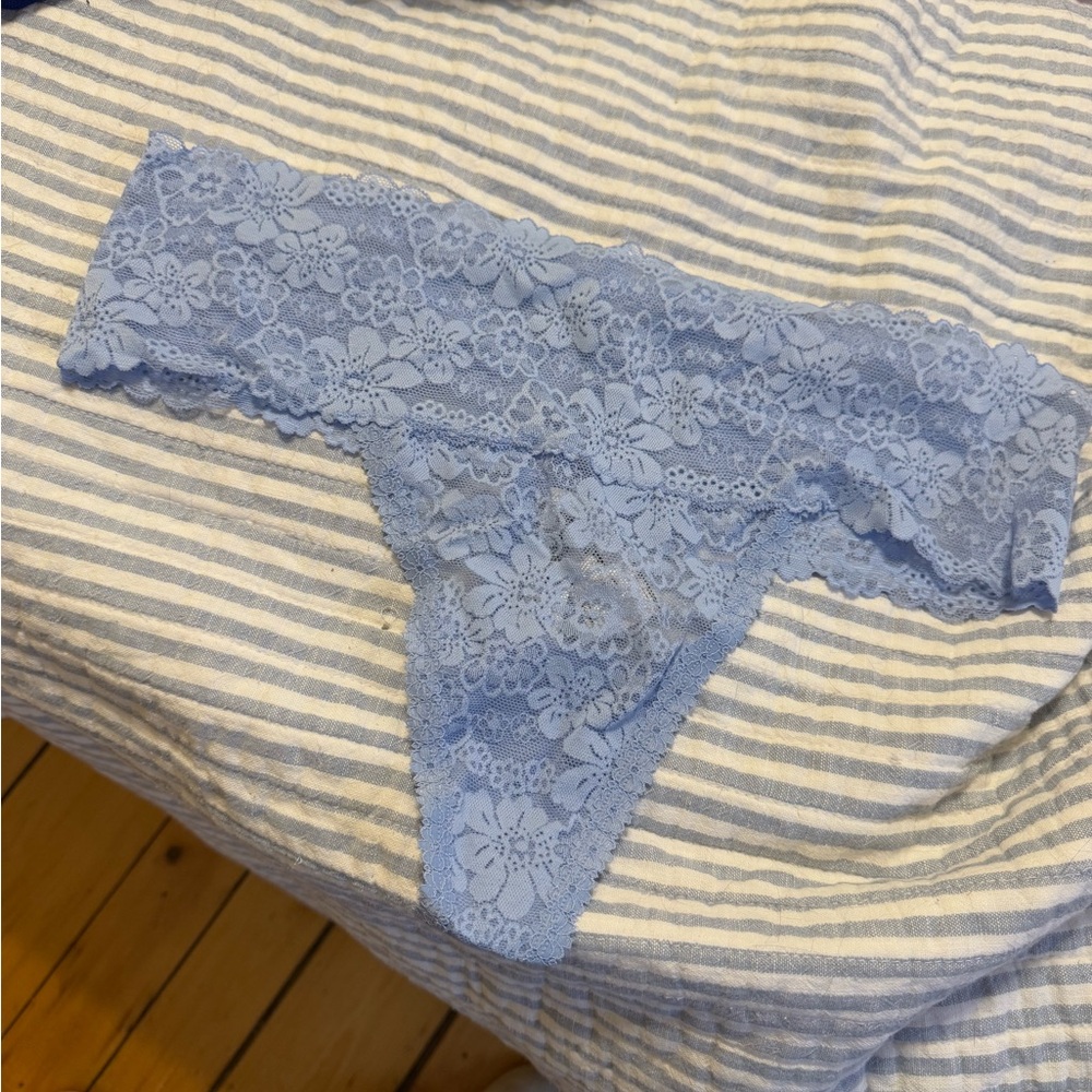PINK Victoria's Secret Light Blue Lace Thong